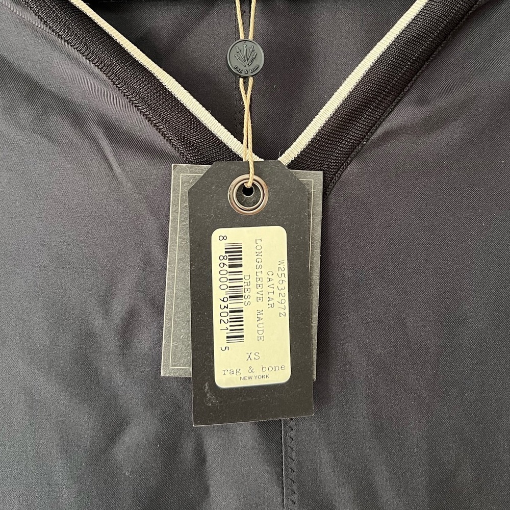 NWT Rag & Bone Long Sleeve Maude Silk Dress in Caviar - Picture 10 of 10